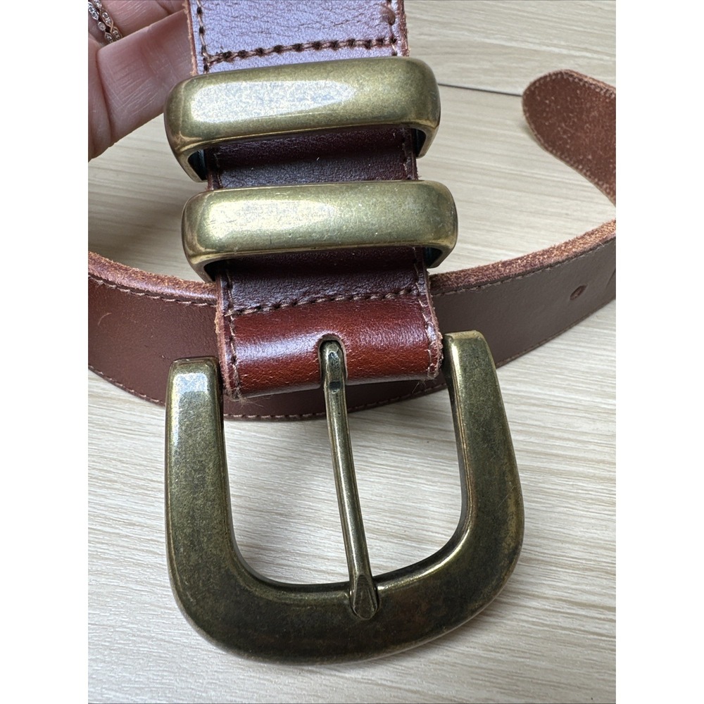 Fossil Womens Brown Leather Belt Gold Buckle Medium Leather Adjustable Solid - Picture 15 of 15